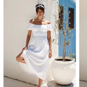 SNDYS Sofia Linen Maxi Dress White